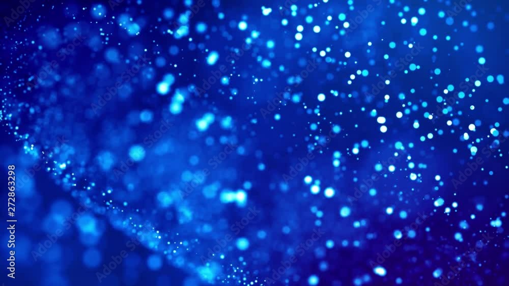 Magic blue glowing particles flow in viscous liquid and bright glisten. Science fiction. 4k 3d sci-fi background with glittering particles, depth of field and bokeh. Luma matte as alpha channel. 38 Magic blue glowing particles flow in viscous liquid and bright glisten. Science fiction. 4k 3d sci-fi background with glittering particles, depth of field and bokeh. Luma matte as alpha channel. 38