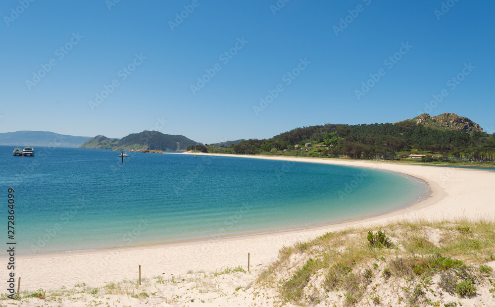 Beach landscape, Beach of Rodas, Cies Islands. Vigo, Galicia, Spain.