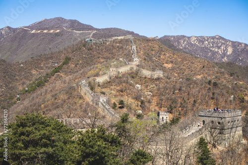 Beautiful summer aerial view of Great Wall of China Mutianyu section