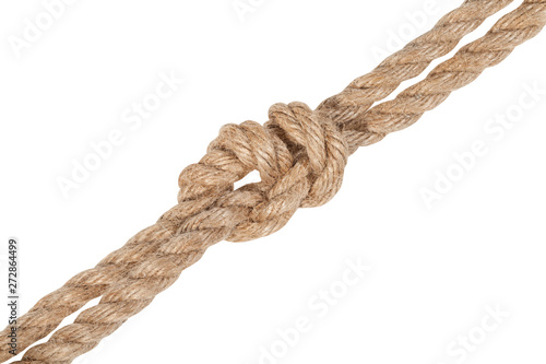 another side of surgeon's knot joining two ropes