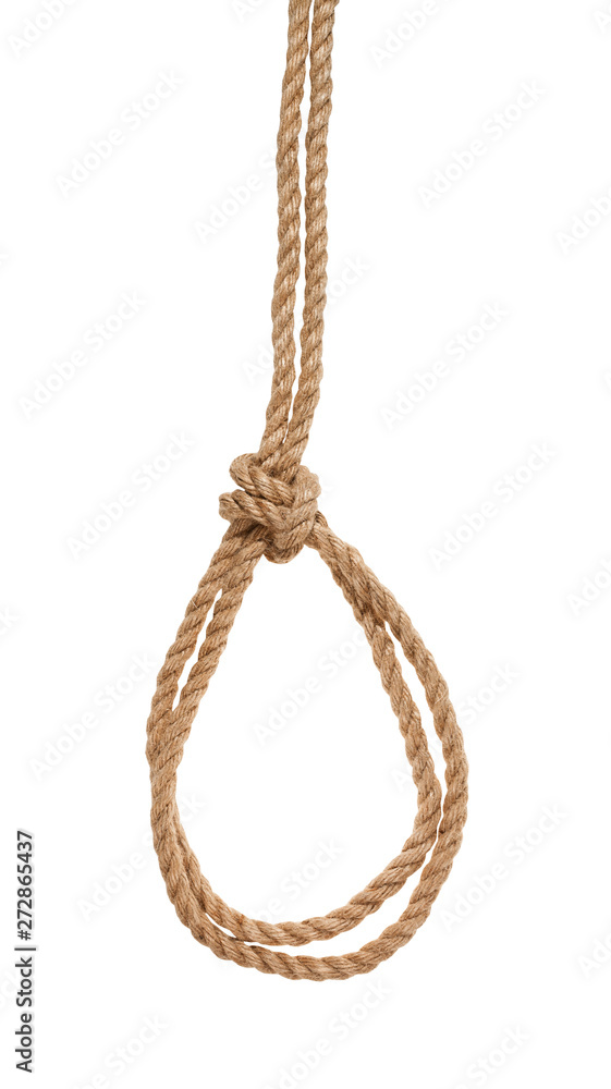 double running knot tied on thick jute rope