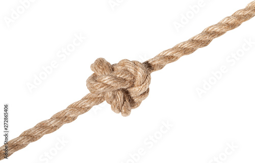 ashley's stopper knot tied on jute rope isolated