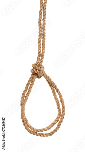 double running knot tied on thick jute rope
