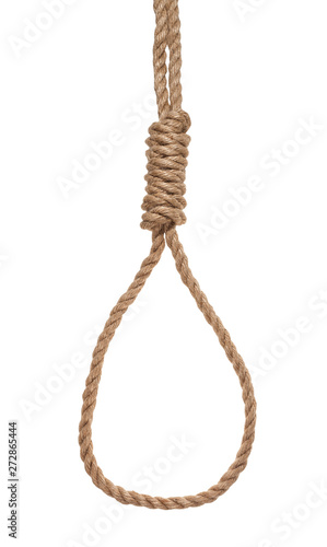 Fotografie another side of hangman's knot tied on jute rope