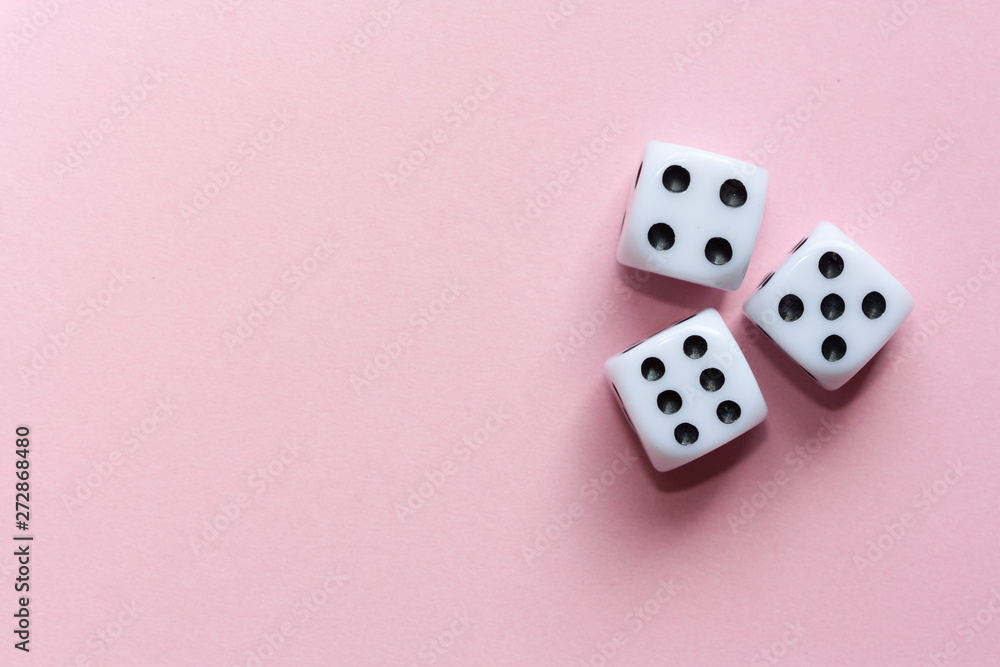 Gaming dices on pink background. Gaming dices on pink background.