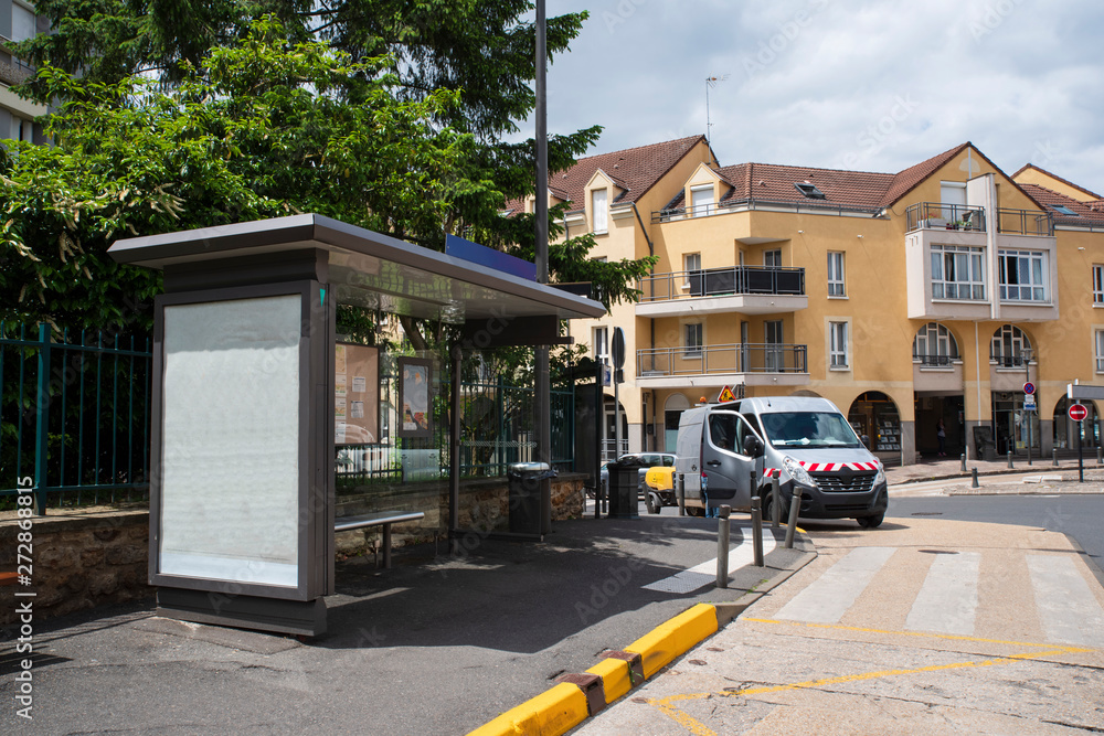 Bus stop in a city centre in France