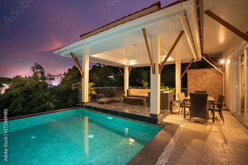 home exterior design pavilion of pool villa © Stock PK