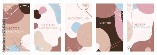 Vector set of abstract creative backgrounds in minimal trendy style with copy space for text - design templates for social media stories and bloggers