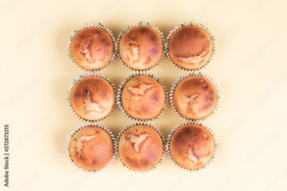 Homemade tasty delicious muffins pattern background Homemade tasty delicious muffins pattern background