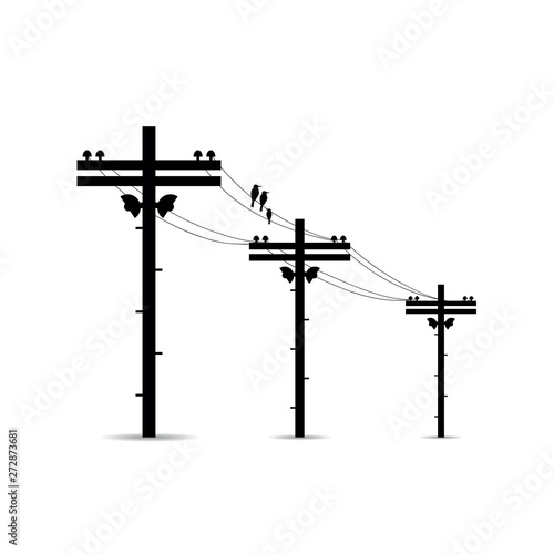 pole with high voltage power lines vector