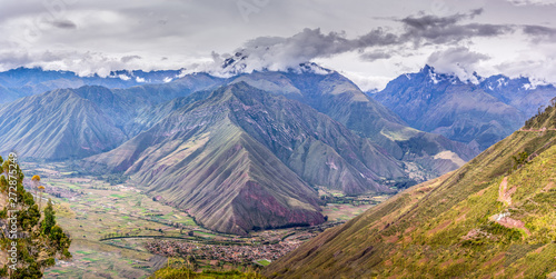 Over look Peruvian Andes mountains near Machu Picchu, Incas ruins close to Cuzco