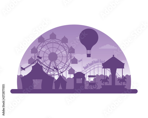 Circus festival fair silhouette scenery