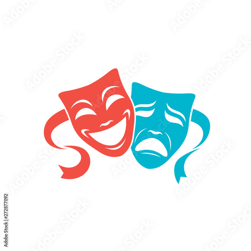 illustration of comedy and tragedy theatrical masks isolated