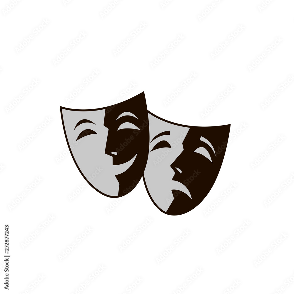 illustration of comedy and tragedy theatrical masks isolated illustration of comedy and tragedy theatrical masks isolated