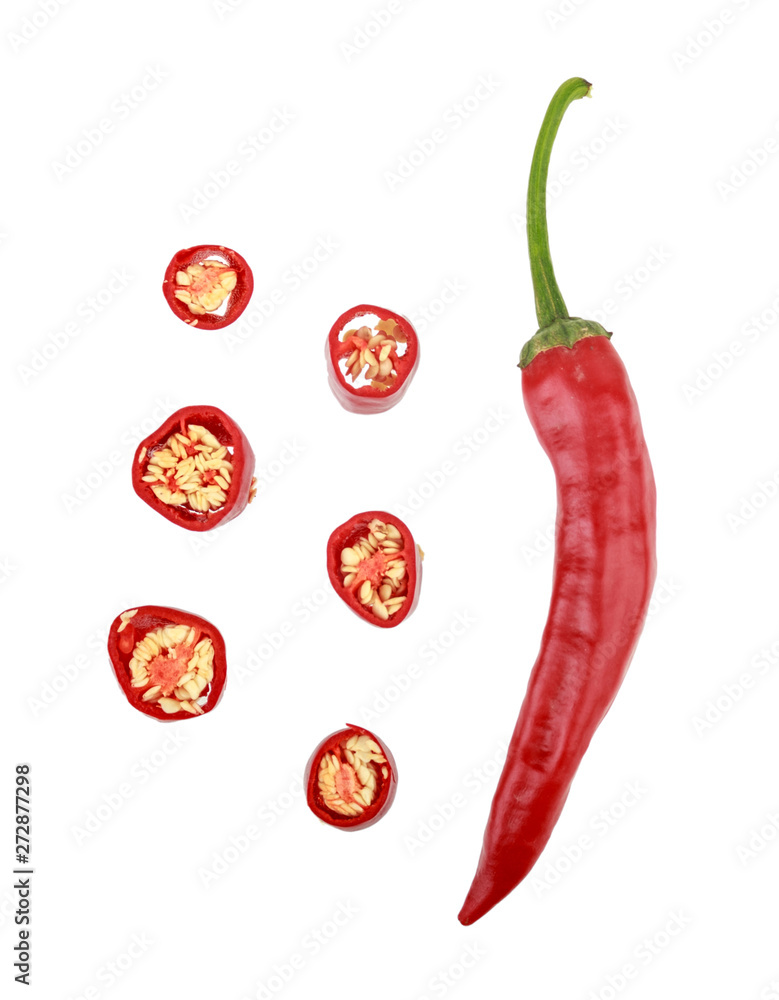 red hot chilli pepper and slices red hot chilli pepper and slices