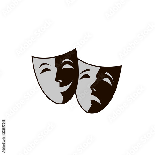 illustration of comedy and tragedy theatrical masks isolated