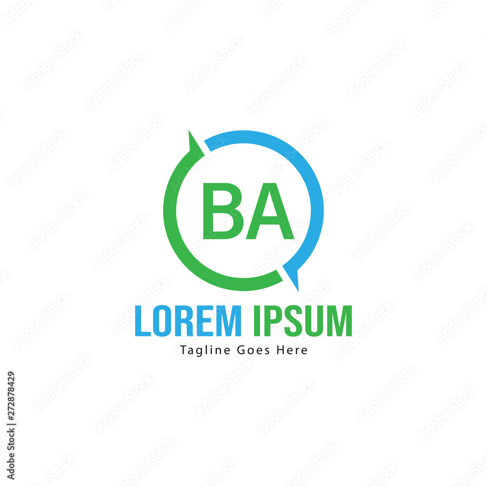 BA Letter Logo Design. Creative Modern BA Letters Icon Illustration