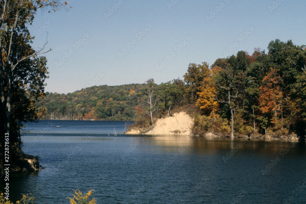 Midwestern Lake under a bright blue sunny sky Midwestern Lake under a bright blue sunny sky