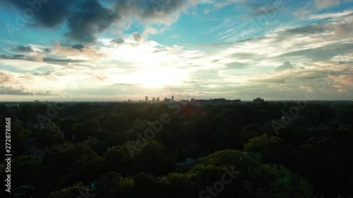 Aerial Epic Sunset Approaching City Skyline Memphis