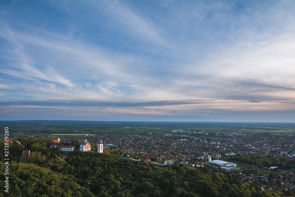 Fototapeta premium View on a Vršac city at sunset in Vojvodina, Serbia