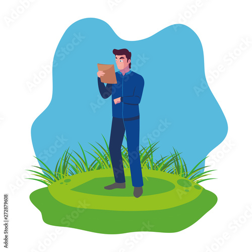 logistic worker on the lawn character
