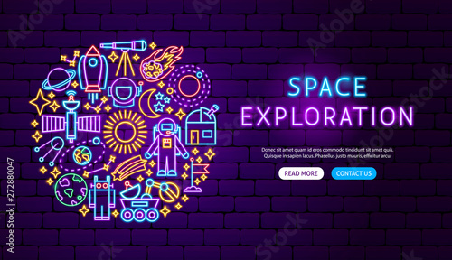 Space Exploration Neon Banner Design