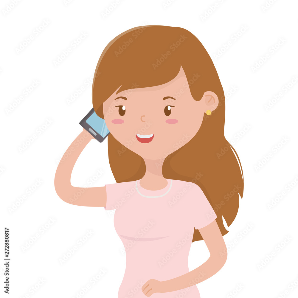 woman cartoon with smartphone design woman cartoon with smartphone design