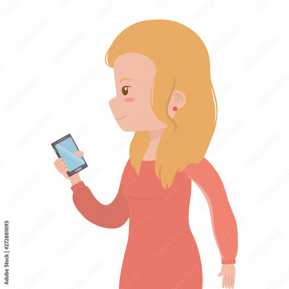 woman cartoon with smartphone design woman cartoon with smartphone design