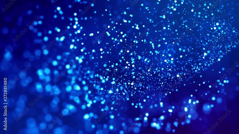 Magic blue glowing particles flow in viscous liquid and bright glisten. Science fiction. 4k 3d sci-fi background with glittering particles, depth of field and bokeh. Luma matte as alpha channel. 54 Magic blue glowing particles flow in viscous liquid and bright glisten. Science fiction. 4k 3d sci-fi background with glittering particles, depth of field and bokeh. Luma matte as alpha channel. 54