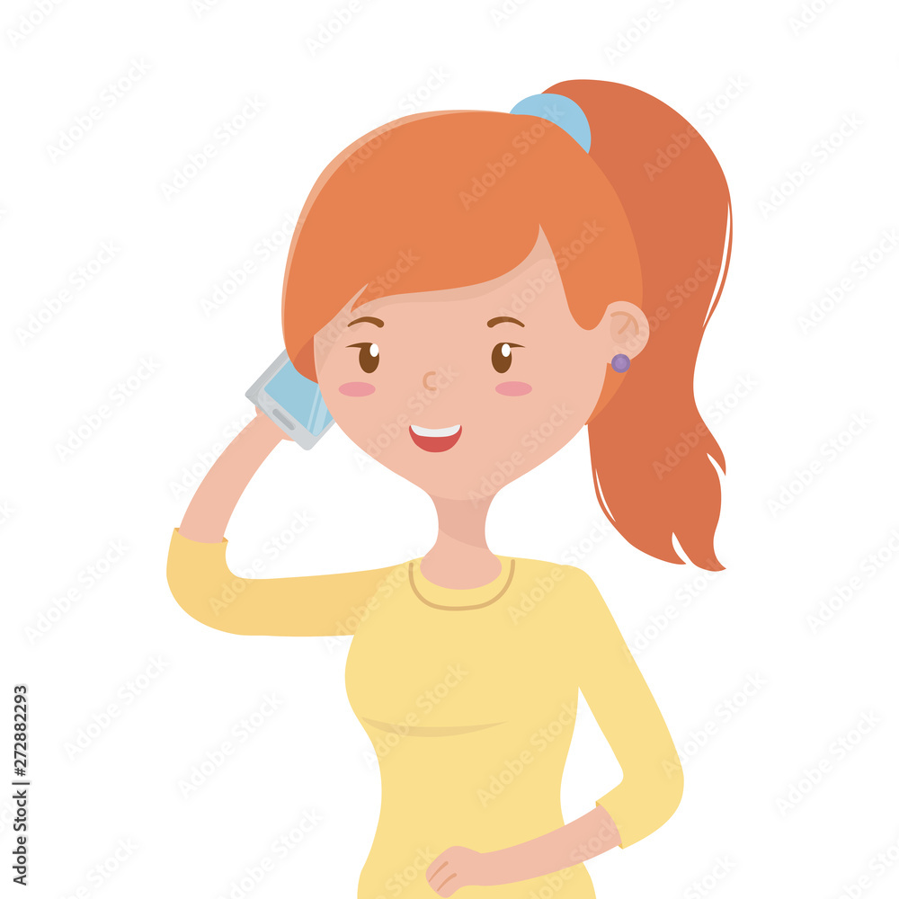 woman cartoon with smartphone design woman cartoon with smartphone design