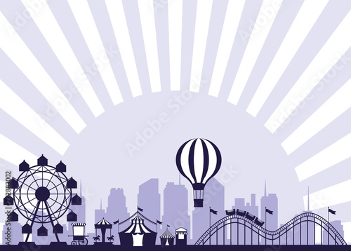 Circus festival fair scenery blue and white colors