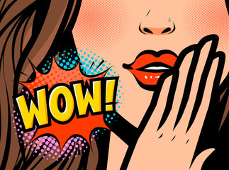 Acrylglasbilder Jugendzimmer Pop-Art Frauengesicht mit WOW-Ausruf  © ~ Bitter ~