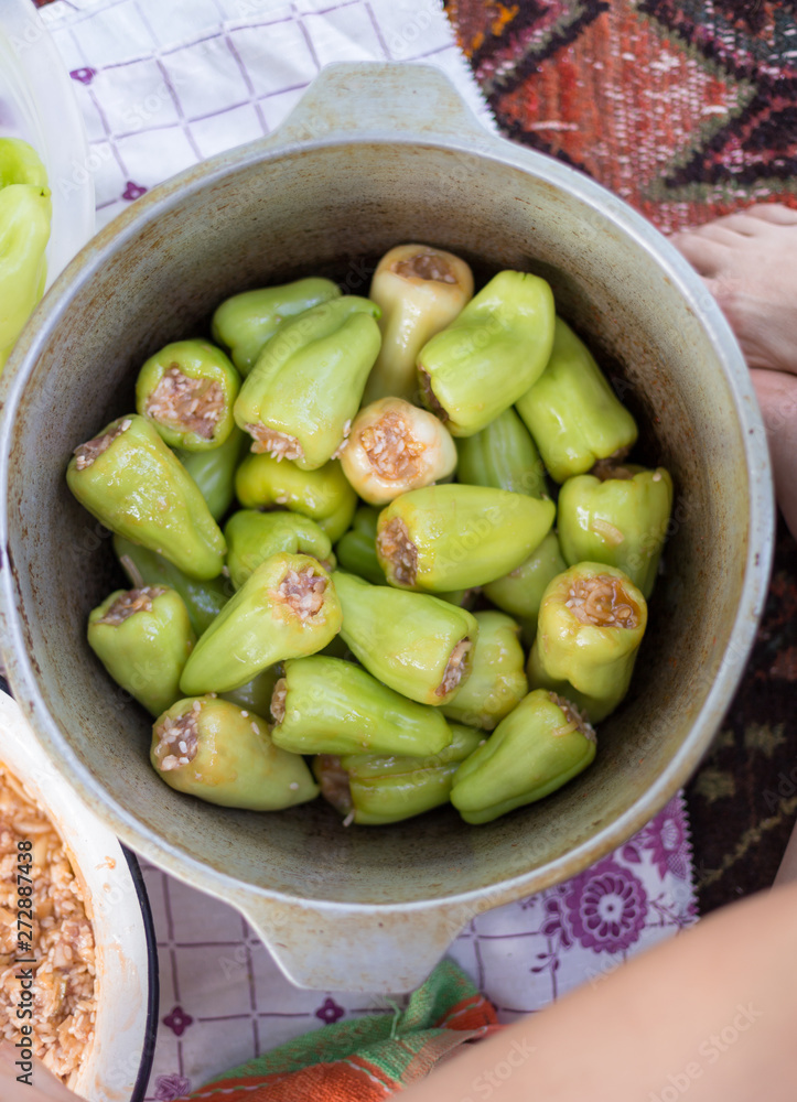 The process of cooking cabbage rolls from Bulgarian pepper The process of cooking cabbage rolls from Bulgarian pepper