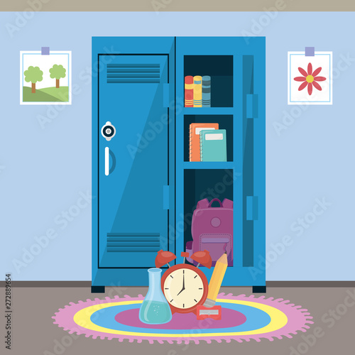 School locker and supplies design © Stockgiu