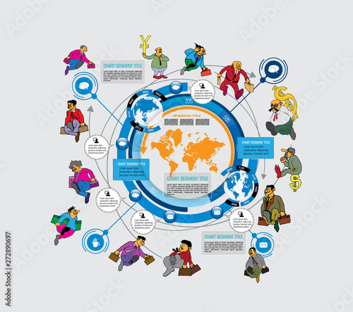 Abstract infographics template with cartoon character. Vector illustration