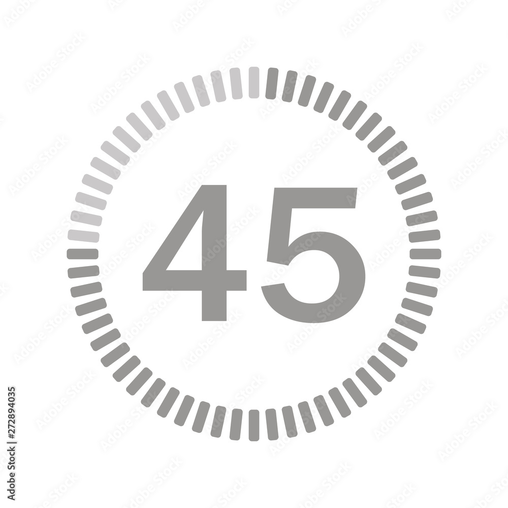 The 45 minutes, stopwatch vector icon, digital timer. clock and watch, timer, countdown symbol. The 45 minutes, stopwatch vector icon, digital timer. clock and watch, timer, countdown symbol.