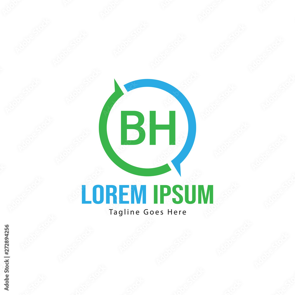 BH Letter Logo Design. Creative Modern BH Letters Icon Illustration