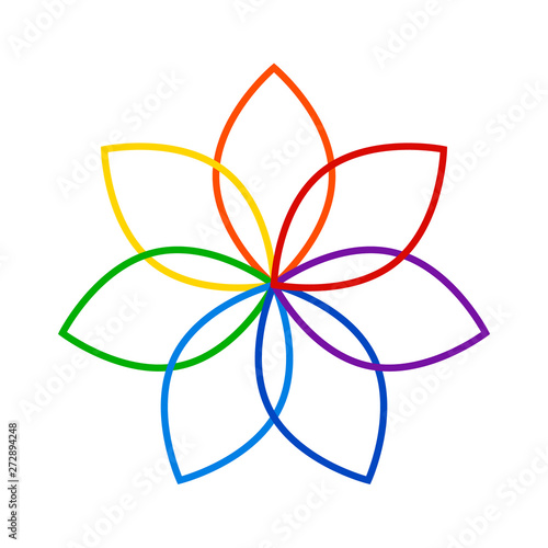 7 chakra color icon symbol logo sign, flower floral, vector design illustration concept drawing