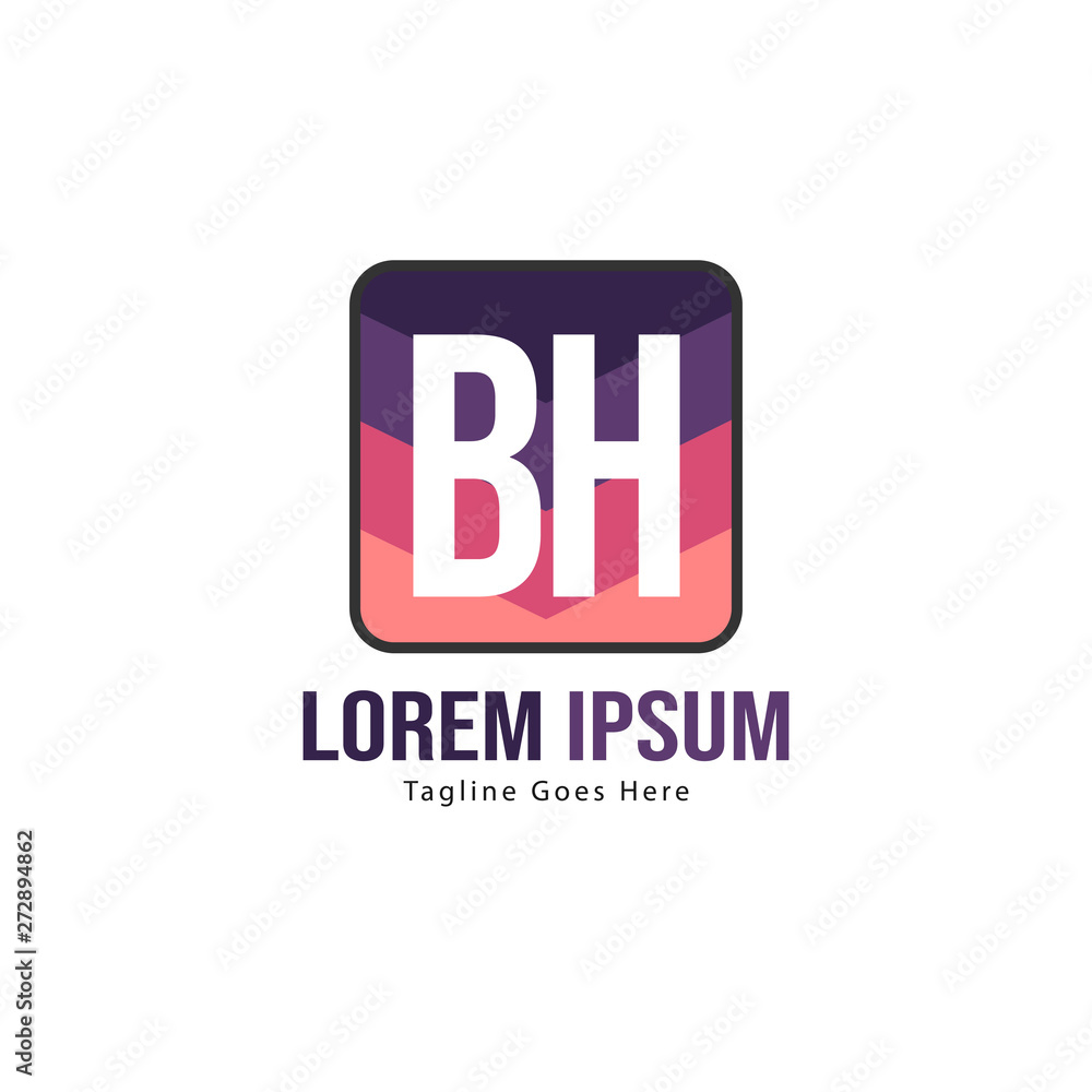 Fototapeta premium BH Letter Logo Design. Creative Modern BH Letters Icon Illustration