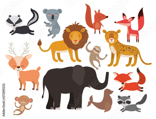 Animals Set in flat style  vector illustration