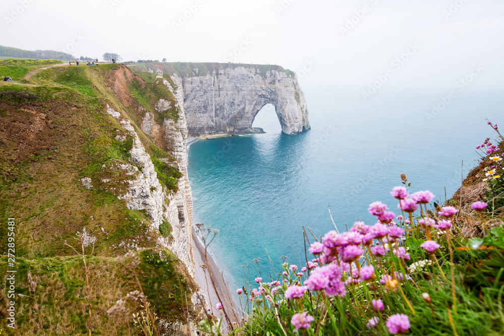 Colorful cliffs in Etretat, Atlantic coas of France