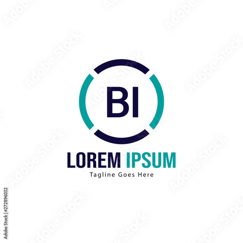 BI Letter Logo Design. Creative Modern BI Letters Icon Illustration