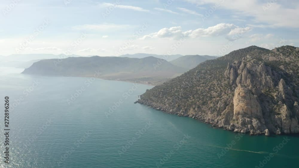 Aerial View of Mountains in Crimea With Beautiful Blue Water in Foreground Aerial View of Mountains in Crimea With Beautiful Blue Water in Foreground