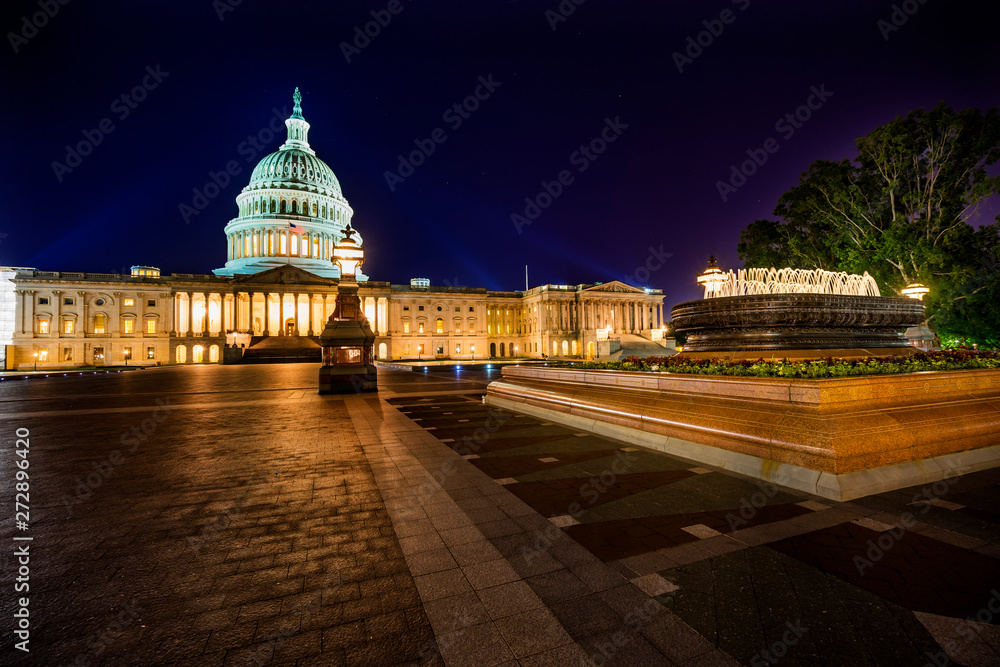 US Capitol North Side Fountain Night Stars Washington DC