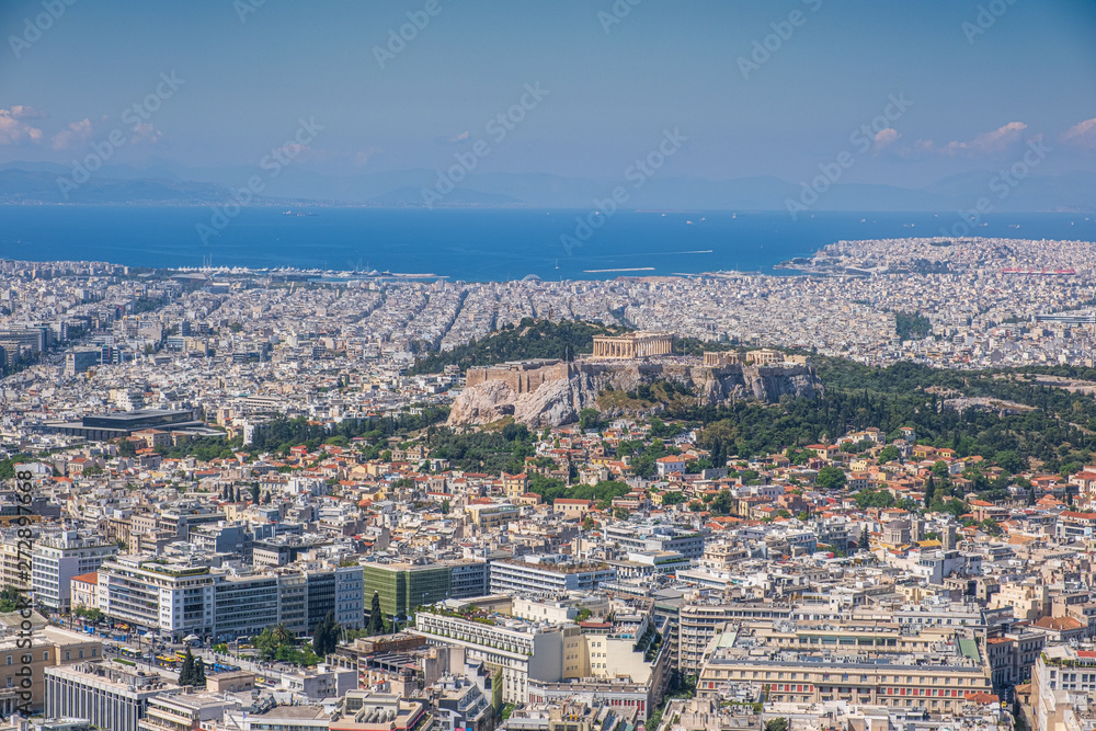 Athens and the Acropolis as viewed from Lycabettus Hill