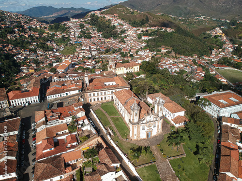 city ​​landscape Ouro Preto, Brazil - MG, historic Brazilian city. Aerial view.