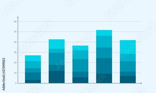 stacked bar chart. business and statistic diagram in a flat style