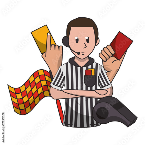 Soccer referee sport cartoons isolated