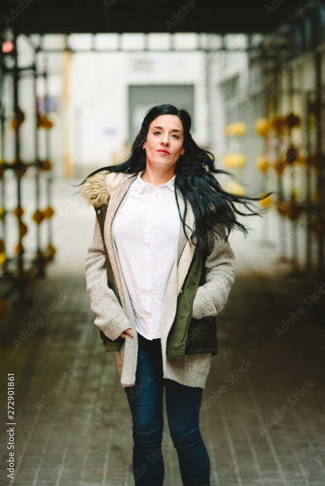Brunette model woman of 40 years old, vertical portrait. Brunette model woman of 40 years old, vertical portrait.