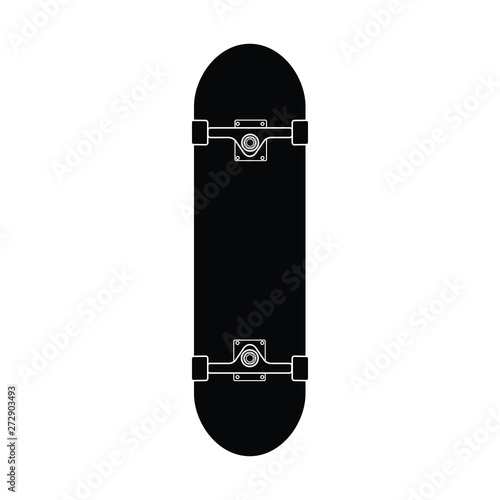 Vector flat black icon logo of skateboard isolated on white